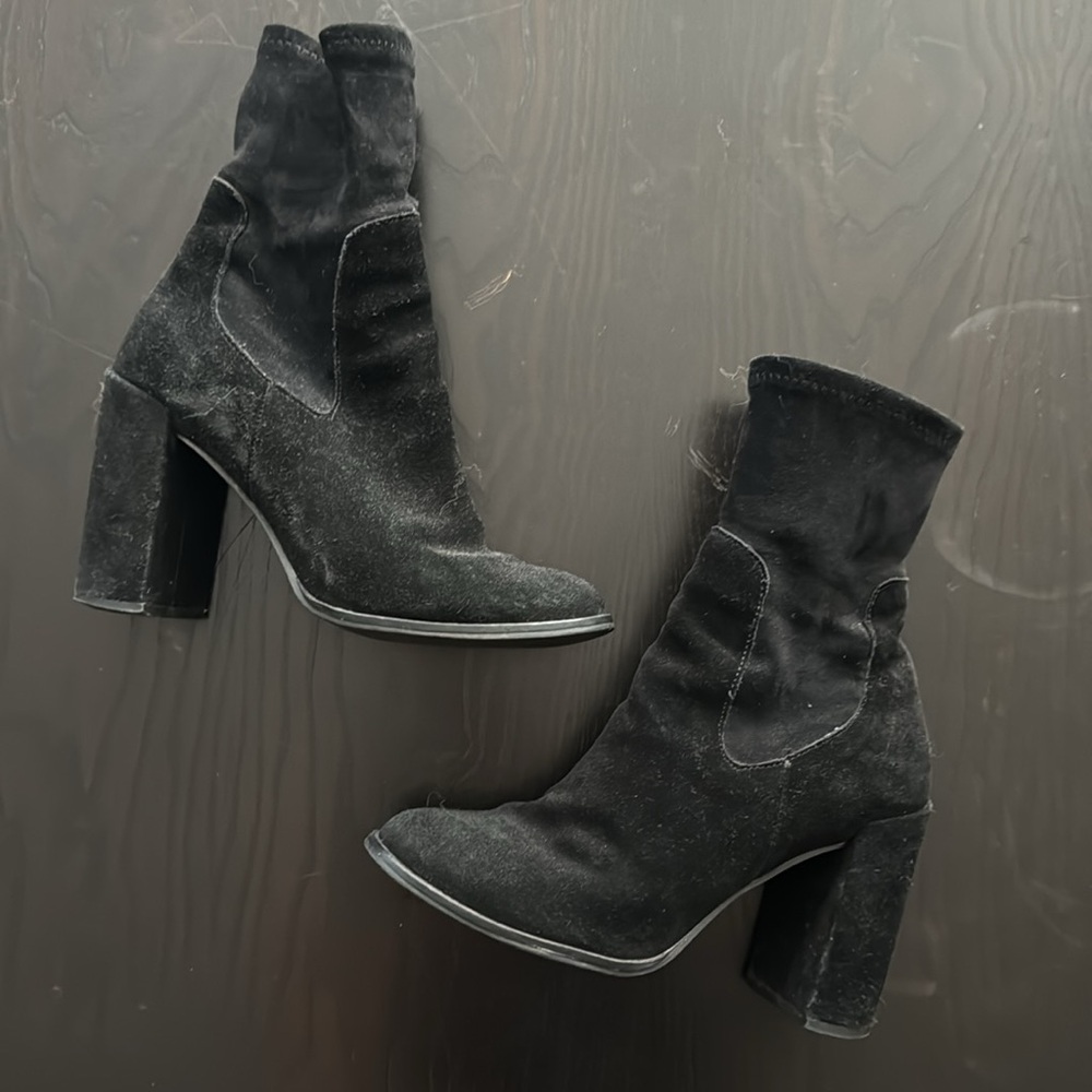 Kyrie Black Suede Square Toe Mid-Calf Boots Size 6 Chinese Laundry